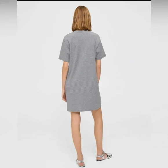THEORY Striped Cotton Jersey T Shirt Charcoal dress size Large - Picture 3 of 13